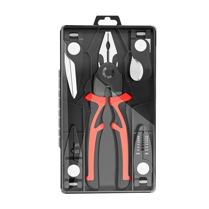 5-in-1 Multi-Tool Pliers Set – Quick-Change Head, Wire Cutters, Scissors, Cable Cutter, Wire Stripper & Crimping Pliers