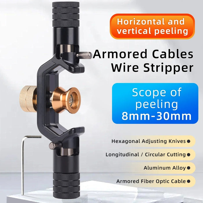 SAIVXIAN Armored Wire Stripper – Dual Range Optical Cable Slitter & Jacket Cutter