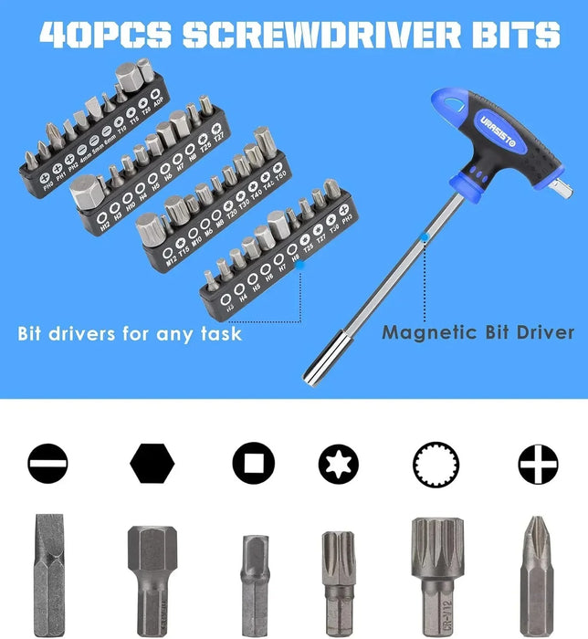 120-Piece Magnetic Screwdriver Set – Complete Tool Kit with Sockets, Slotted, Phillips, Hex, Torx & Precision Screwdrivers