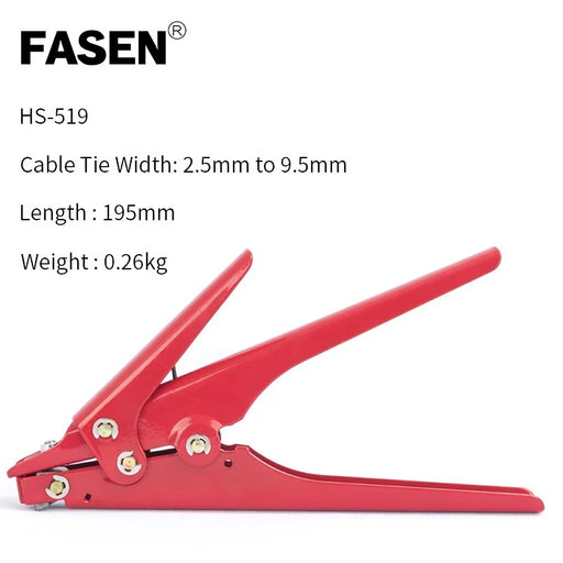 Red 2.4-9 mm Cable Tie Gun Tensioning and Cutting Tool for Plastic Nylon Cable Tie plier or Fasteners circlipstang