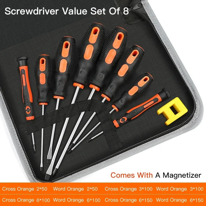 6/8/10-Piece Insulated Screwdriver Set – Magnetic Electrician Tools with Magnetizer & Storage Case