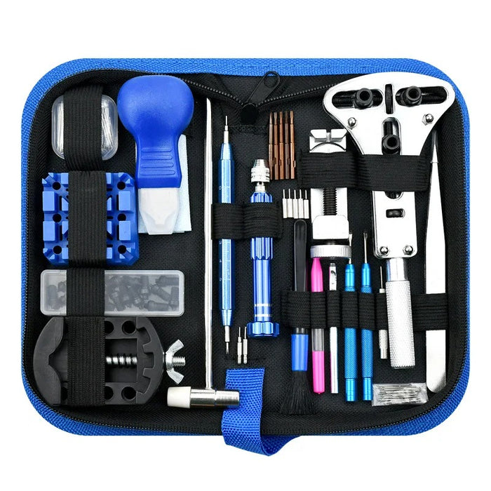 223PCS Watch Repair Tool Kit Watch Link Pin Remover Shell Opener Spring Bar Remover Clock Battery Replacement Strap Needle Set