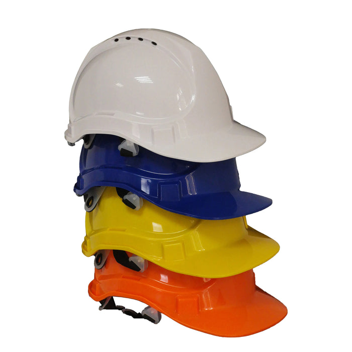 "CE Certified Vented Safety Helmet – ABS Hard Hat with Ratchet Suspension for Industrial & Construction Work"