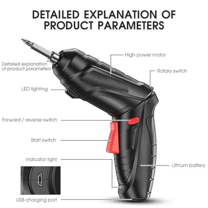 Mini Electric Screwdriver Kit – 48-in-1 Cordless Precision Tool | Rechargeable & Portable