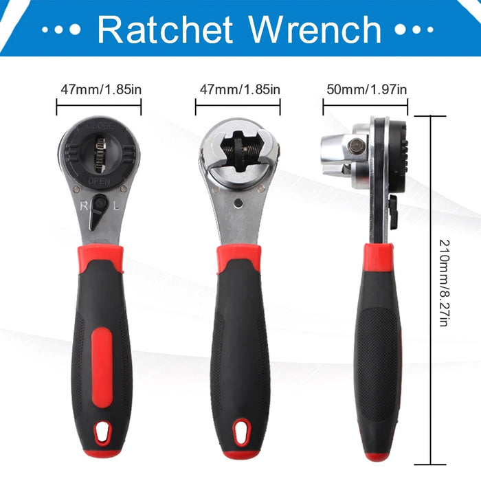 Adjustable Ratchet Wrench – 6-22mm Socket Wrench with Torque Control for Repair & Maintenance