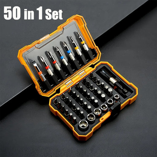 50-Piece Magnetic Screwdriver Bit Set – Hex & Torx Bits with Storage Case & Socket Adapter for Electric Screwdrivers