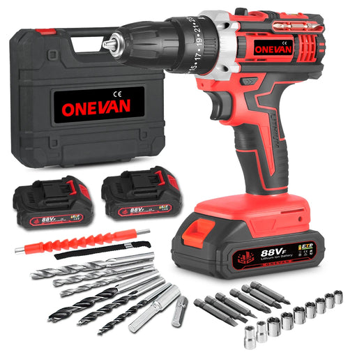 ONEVAN 500W Electric Impact Drill Set Hammer 38N.M Drill Cordless Screwdriver Woodworking Power Tools For Makita 18V Battery