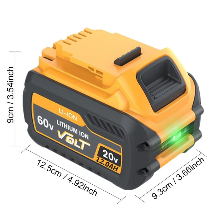 2Pack  DCB609 60V/20V Replace For DEWALT Battery 12.0AH, Compatible With DeWalt 20V/60V Power Tools, Replace For Dewalt 20V/60V