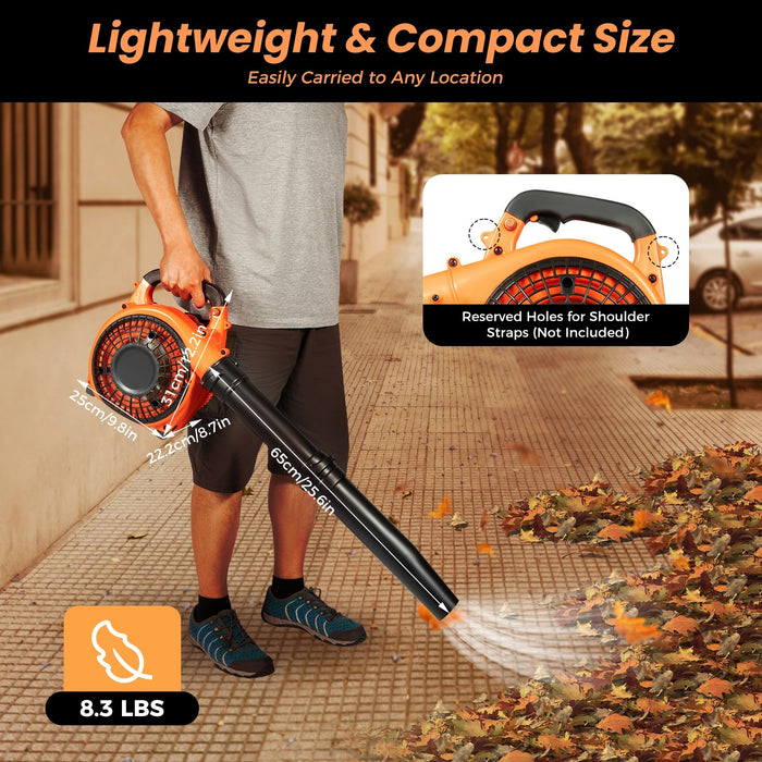 Powerful 2-Stroke Gas Leaf Blower – 25.4cc Handheld Sweeper for Quick and Easy Yard Cleanup