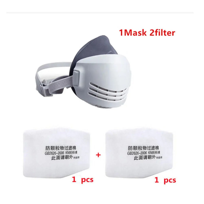 "Half Face Dust Mask Respirator – Includes 20 Replaceable Filters for Industrial, Construction, and Safety Protection"