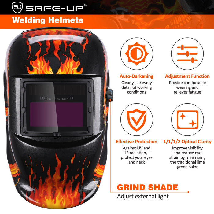 SAFEUP Professional Auto-Darkening Welding Helmet | True Color Mask for MMA, MIG, ARC Welding