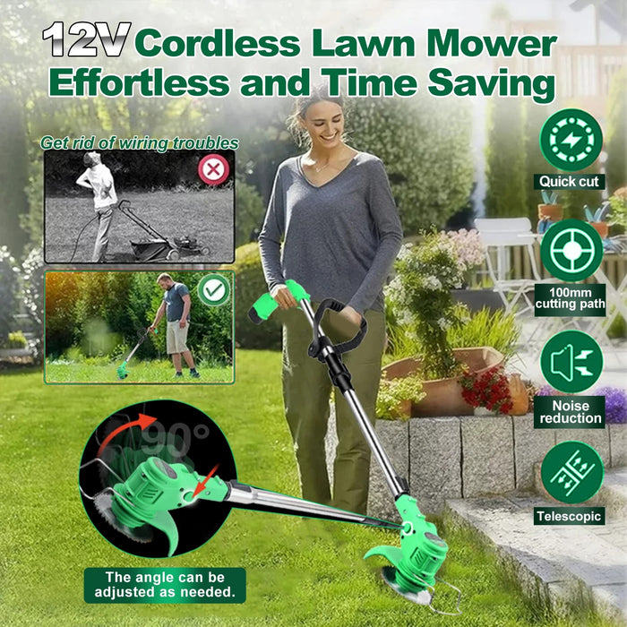 Tegatok Cordless Lawn Mower – Handheld Electric Grass Trimmer