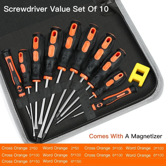 6/8/10-Piece Insulated Screwdriver Set – Magnetic Electrician Tools with Magnetizer & Storage Case