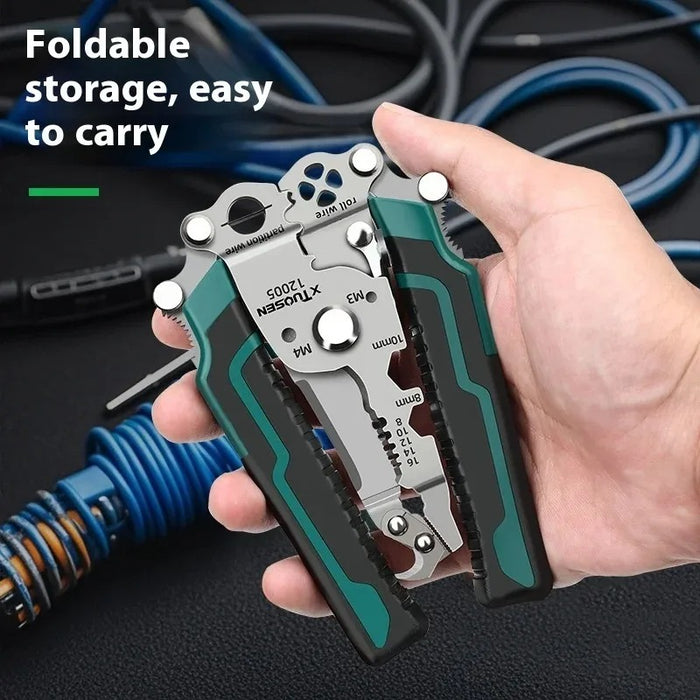 Multi-Functional Foldable Electrician Pliers – Wire Cutting, Stripping, Splitting & Crimping Tool