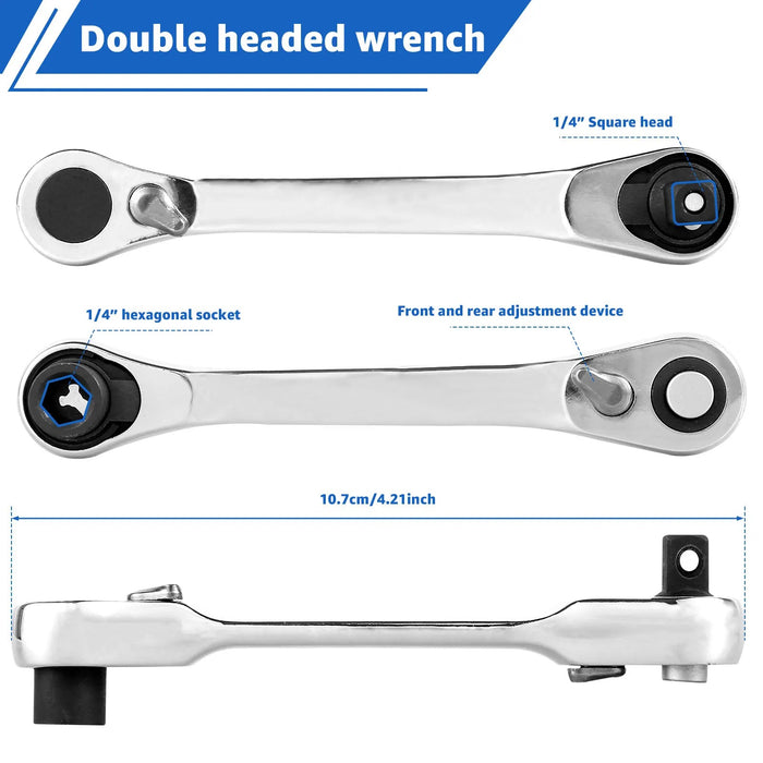 Adjustable Ratchet Wrench – 6-22mm Socket Wrench with Torque Control for Repair & Maintenance