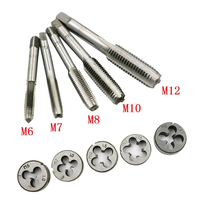 6/8/12/20PCS Metric Hand Tap and Die Set M3-M12 | Screw Thread Plugs & Straight Taper Reamer Tools