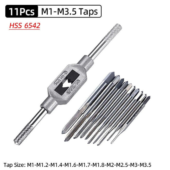 Adjustable M3-M12 T-Handle Ratchet Tap Holder Wrench Tap Wrench Drill Set Hand Tapping Tools Screw Thread Tap Drill Bit