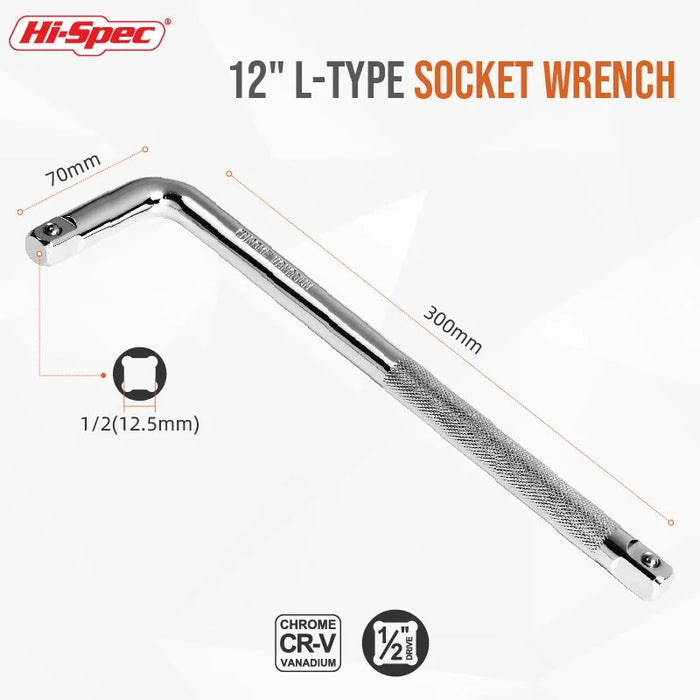 Hi-Spec L Type Bent Bar Spanner Socket Wrench 150mm 250mm 300mm Double End Wheel Wrench Auto Car Repair Tools Hand Tools