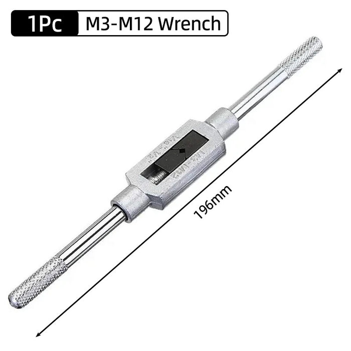 Adjustable M3-M12 T-Handle Ratchet Tap Holder Wrench Tap Wrench Drill Set Hand Tapping Tools Screw Thread Tap Drill Bit