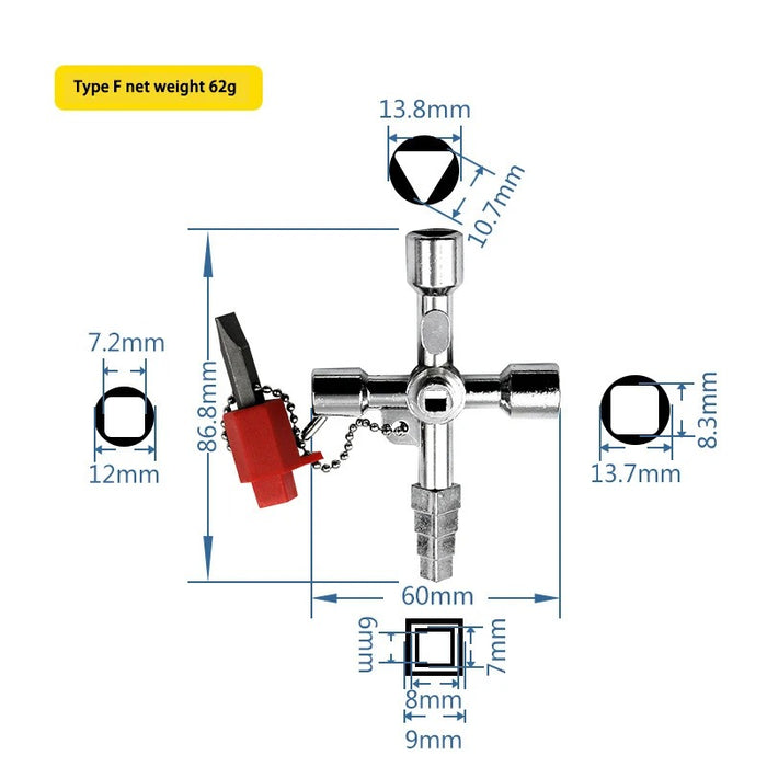 Electric Cabinet & Multi-Purpose Cross Key Wrench – Triangle Valve & Water Meter Key