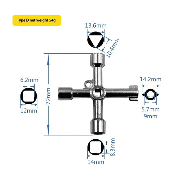 Electric Cabinet & Multi-Purpose Cross Key Wrench – Triangle Valve & Water Meter Key