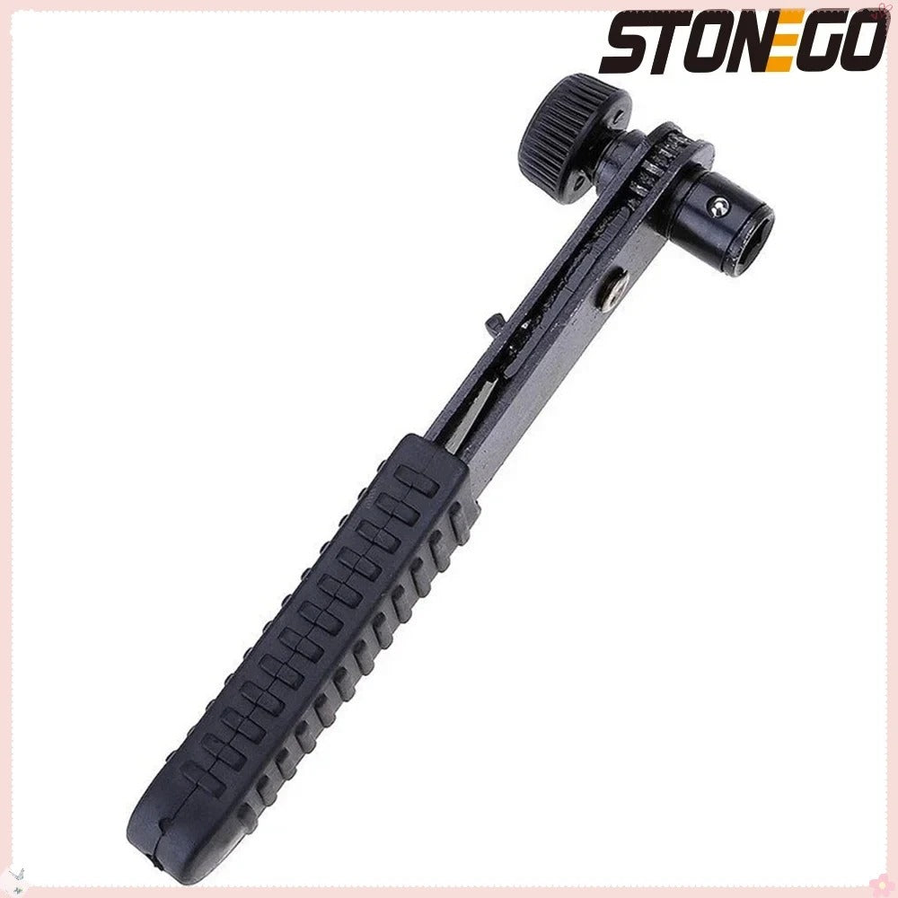 STONEGO 1PC Mini Black 1/4 Inch 90 Degree Right Angle Steel Ratchet Wrench Hand Tool with Mini Screwdriver Sleeve