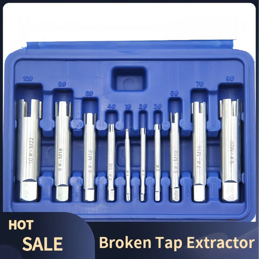 10Pcs Broken Tap Extractor Set – High-Speed Steel Screw & Bolt Remover with Four-Claw Grip for Broken Head Taps