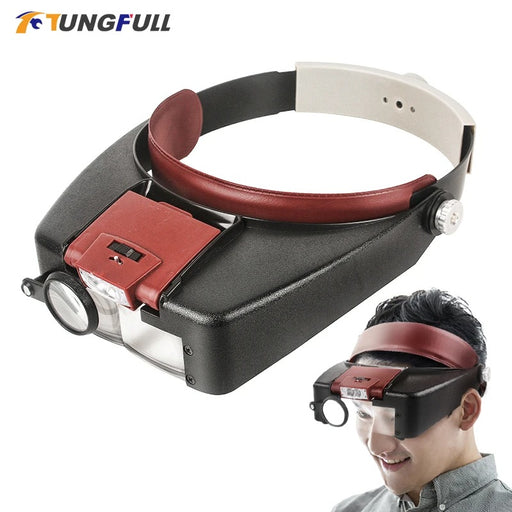 New 10X Headband Magnifier Glasses with LED Lights – Hands-Free Loupe for Precision Work