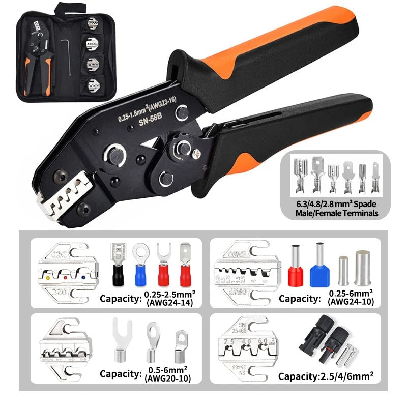 Crimping Tool Set – Pressed Pliers for Electrical Terminals, Connectors & Electronics (48BS 2549)