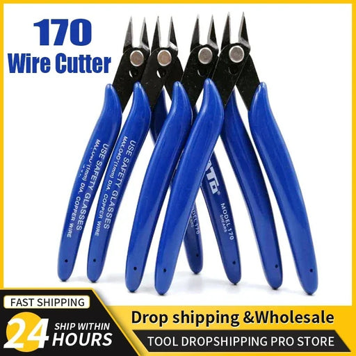 170 Wire Cutter – Mini Diagonal Side Cutting Pliers, Flush Nipper for DIY, Cable, and Electronics (Red & Blue)