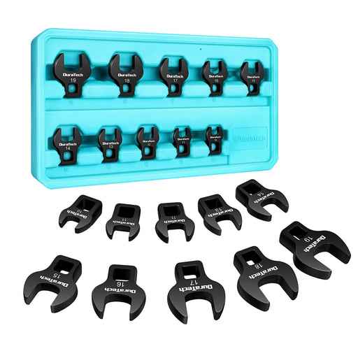 DURATECH CROWS FOOT WRENCH SET – 3/8" DRIVE, 10PCS CR-V STEEL, LARGE METRIC 10-19MM, WITH STORAGE CASE