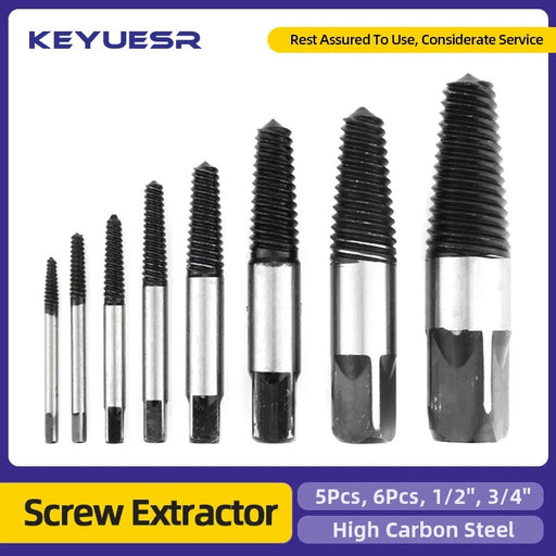 Screw Remover Extractor Drill Bits Carbon Steel Guide Set Broken End Bolt Removal Drill Set Damaged Bolts Remover Tools 5/6Pcs