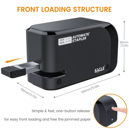 Eagle Automatic Electric Stapler – 20-Sheet Capacity, Dual Power Supply, Includes 2000 Staples for Office & School