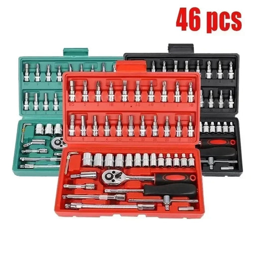 46-Piece Socket Wrench Set – Comprehensive Ratchet & Screwdriver Kit for Motorcycle, Car, and Household Repairs