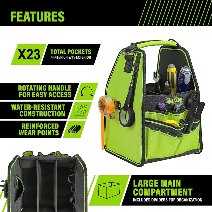 Jakah Open Tool Bag – Durable Tool Tote with Adjustable Straps & Waterproof Base