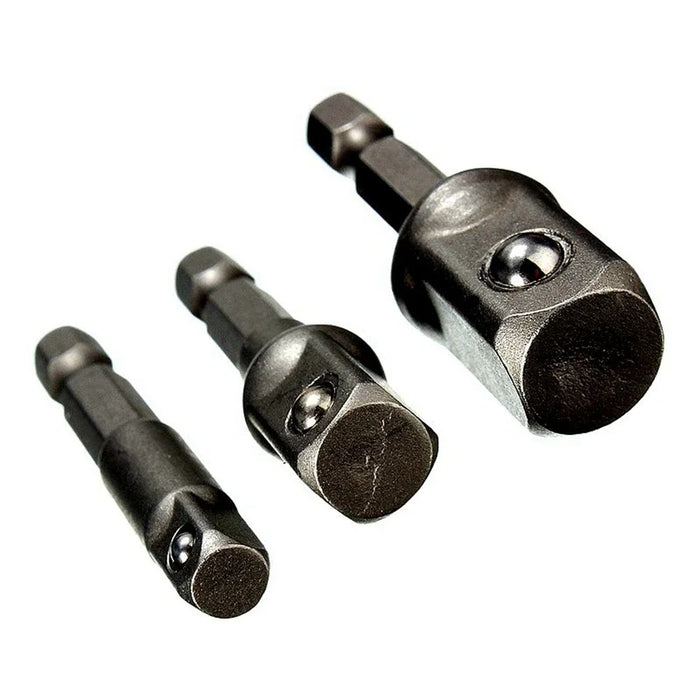 3PCS Hex Socket Drill Adapter Set – 1/4", 3/8", 1/2" Hex Shank Extension for Power Tools & Impact Drivers