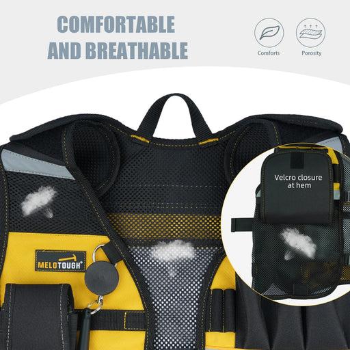 MELOTOUGH Reflective Safety Tool Vest – Adjustable with Removable Phone Holder