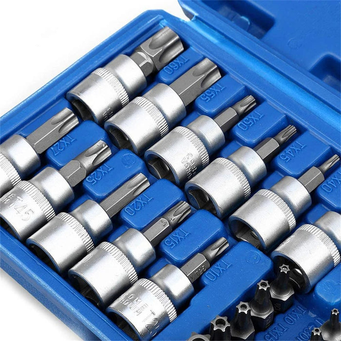 Premium 34PCS Torx Star Socket & Bit Set – Male & Female E-Security Bits – High-Torque Drive Hand Tool Set