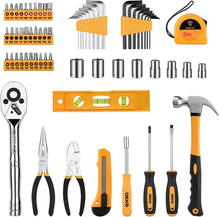 DEKO 65-Piece General Household Tool Set – Compact Hand Tool Kit with Storage Case