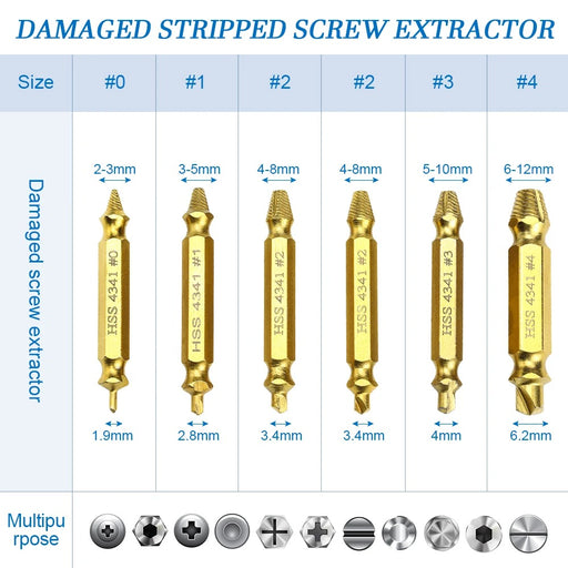 NINDEJIN 4/5/6PCS Damaged Screw Extractor & Drill Bit Set – Broken Bolt & Stud Remover Tool for Speed Out Extraction