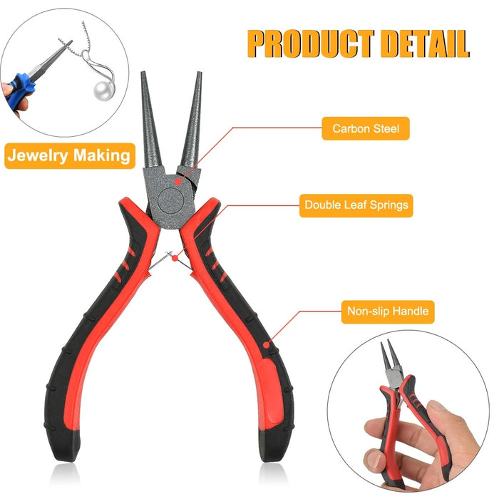 NEWACALOX 8-Piece Mini Pliers Set – Precision 4.5" Jewelry Pliers, Needle Nose, Wire Cutters & Nylon Jaw with Tool Bag