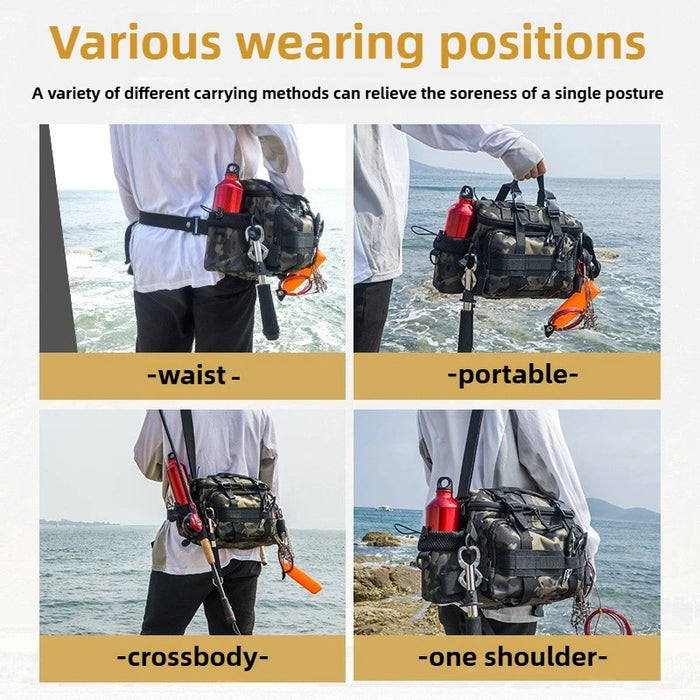 Fishing Tackle Shoulder Bag – Portable Outdoor Storage with Rod Holder