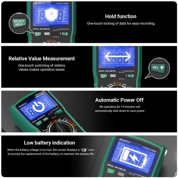 MASTFUYI 2000V/20A True RMS Digital Multimeter – 6000 Counts, Photovoltaic Tester with Ohm, Hz, Capacitance, Diode & NCV Detection