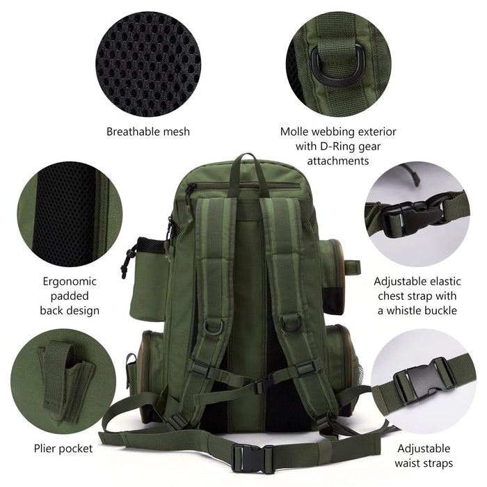 Bassdash Fishing Tackle Backpack – Lightweight & Multifunctional Tactical Fishing Bag