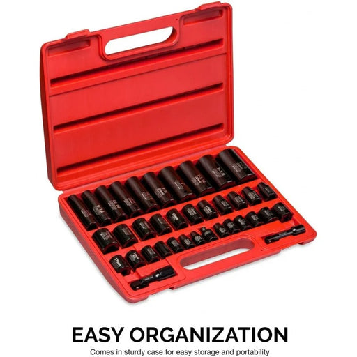 02443A 3/8" & 1/2" Drive Master Impact Socket Set – 38-Piece SAE & Metric, Deep & Shallow