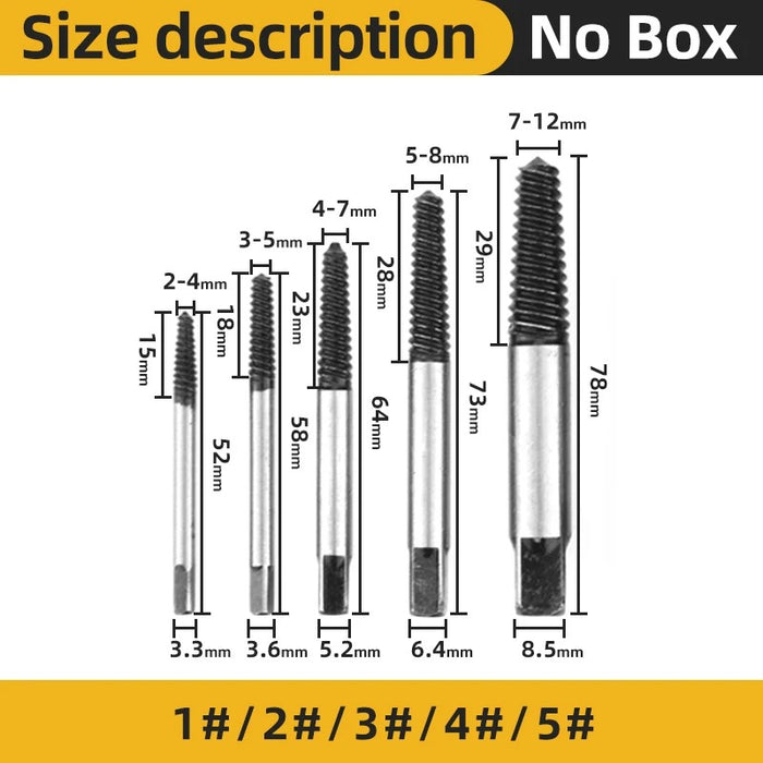 Screw Remover Extractor Drill Bits Carbon Steel Guide Set Broken End Bolt Removal Drill Set Damaged Bolts Remover Tools 5/6Pcs