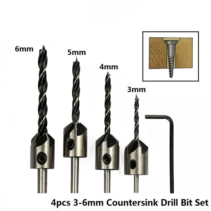 SIQICNC 3mm-10mm HSS Countersunk Drill Bit Set Reamer Woodworking Chamfer Drill Counterbore Pliot Hole Cutter Screw Hole Drill