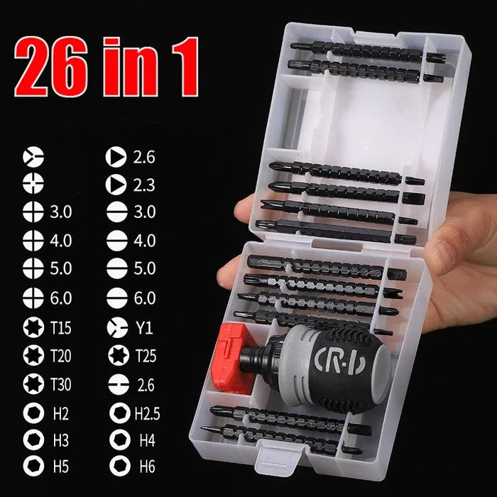 26-in-1 Ratchet Screwdriver Set – Magnetic & Telescopic Hand Tool