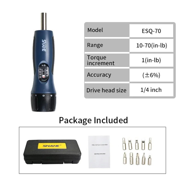 SHAHE 10-70 In-lb Preset Torque Screwdriver Set – Precision Tool for Maintenance & Bike Repair