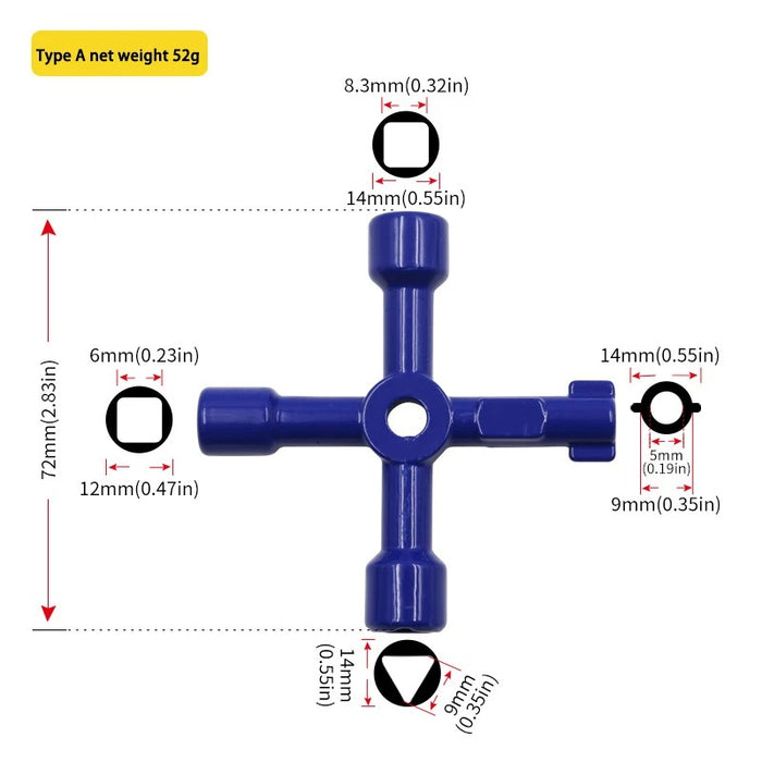 Electric Cabinet & Multi-Purpose Cross Key Wrench – Triangle Valve & Water Meter Key